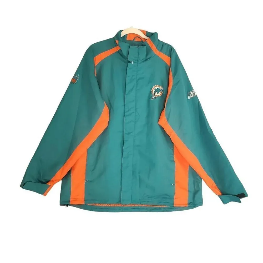 VTG Miami Dolphins Men's Reebok On Field Long Sleeve Full Zip Jacket Extra Large